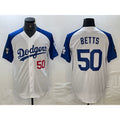 Los Angeles Dodgers #50 Mookie Betts Number White Blue Puhics Fashion Stitched Cool Base Limited Jerseys