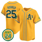 Oakland Athletics #25 Brent Rooker Yellow Puhics 2024 Limited With Rickey Henderson Patch Stitched Jersey