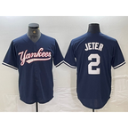 New York Yankees #2 Derek Jeter Navy Puhics Cool Base Stitched Jersey