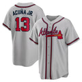 Atlanta Braves #13 Ronald Acuna Jr. Gray Puhics Road Replica Player Name Jersey