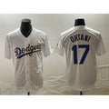 Los Angeles Dodgers #17 Shohei Ohtani White Gold Puhics Cool Base With Patch Stitched Jersey