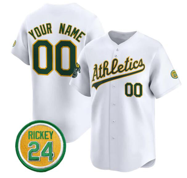 Custom Oakland Athletics Active Player White Puhics Rickey Henderson Patch Vapor Premier Limited Stitched Jersey