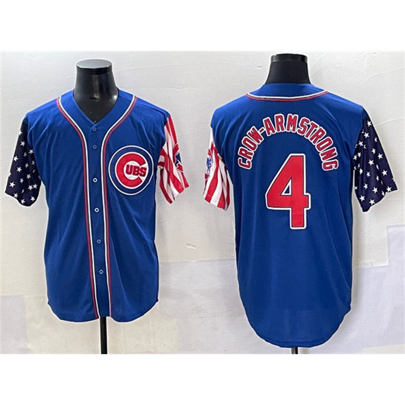 Chicago Cubs #4 Pete Crow-Armstrong Royal Puhics 2025 Independence Day Vapor Premier Limited Stitched Jersey