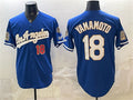 Los Angeles Dodgers #18 Yoshinobu Yamamoto Royal Puhics 2026 Gold Collection 9x & B2B Champs Patch Stitched Jersey