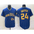 Seattle Mariners #24 Ken Griffey Number Blue Puhics 2023 City Connect Cool Base Stitched Jersey 2