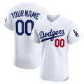 Custom Los Angeles Dodgers White Puhics Home Elite Jersey