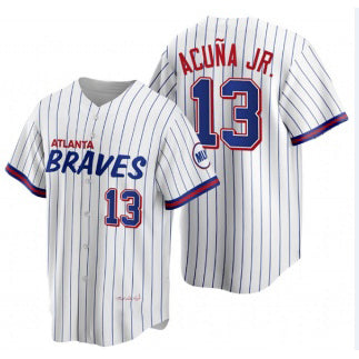 Atlanta Braves #13 Ronald Acu?a Jr. 2021 City Connect Stitched White Puhics Jersey
