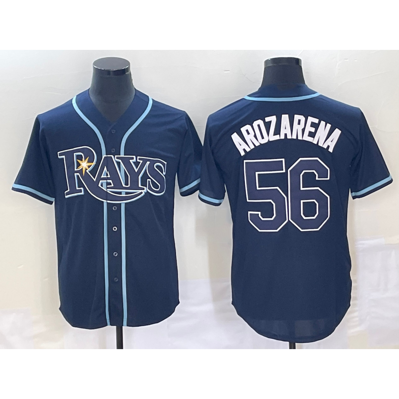 Tampa Bay Rays #56 Randy Arozarena Navy Blue Puhics Stitched Cool Base Jersey