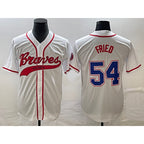 Atlanta Braves #54 Max Fried White Puhics Cool Base With Patch Stitched Jersey