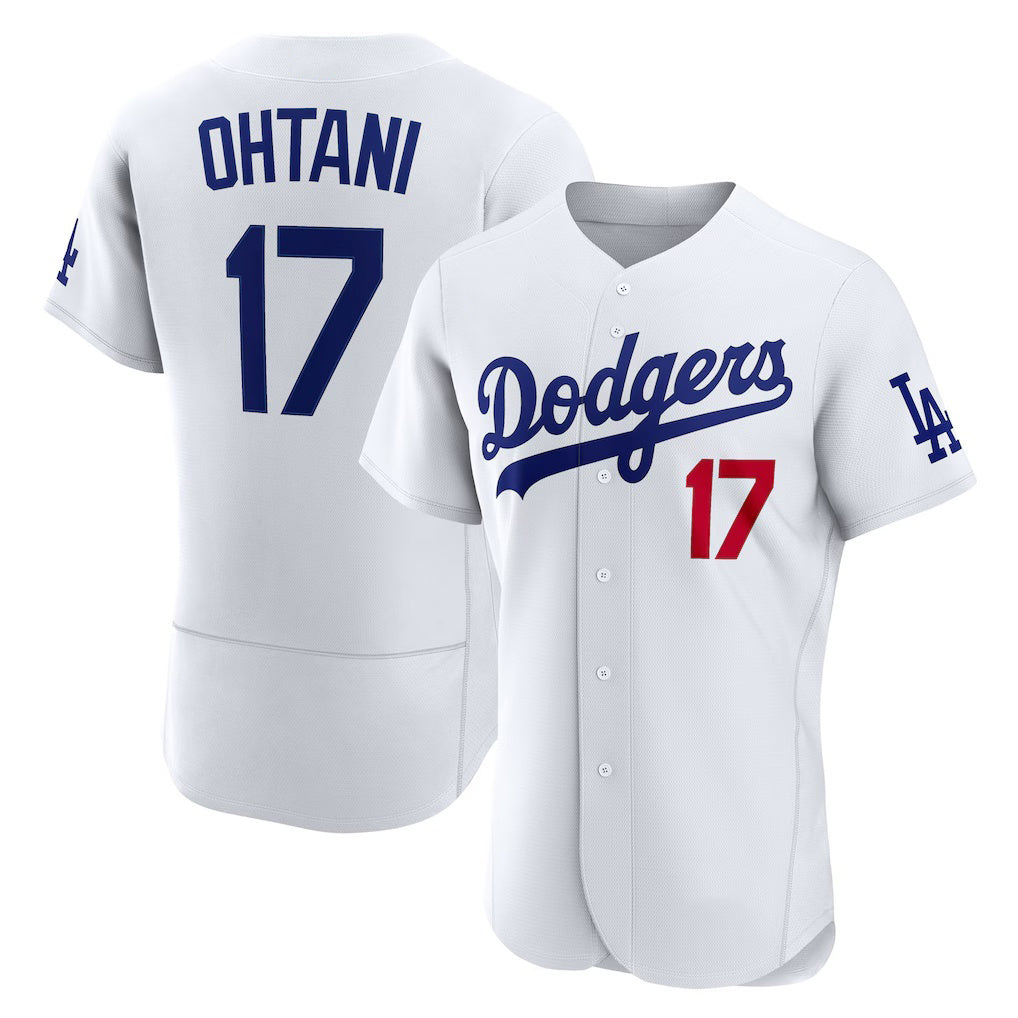 Los Angeles Dodgers #17 Shohei Ohtani White Puhics Home Authentic Jersey