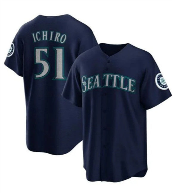 Seattle Mariners #51 Ichiro Suzuki Navy Puhics Cool Base Stitched Jersey
