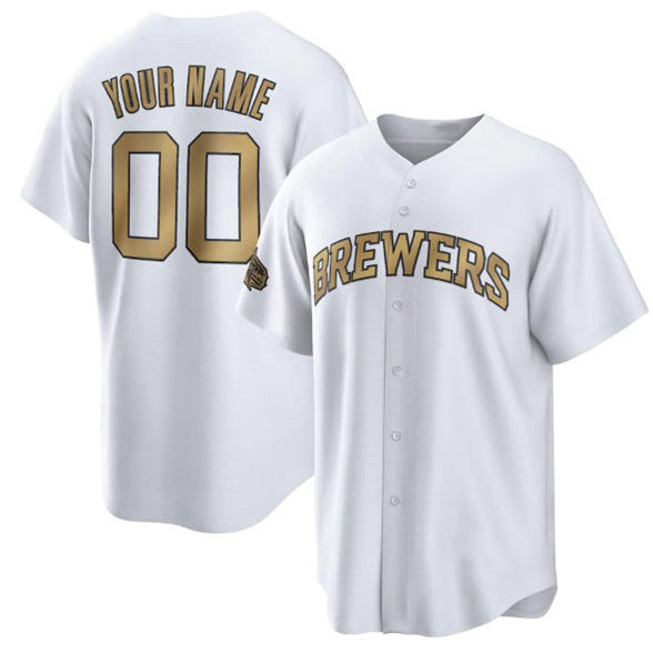 Custom Milwaukee Brewers Active Player White Puhics 2022 All-Star Cool Base Stitched Jersey