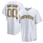 Custom Milwaukee Brewers Active Player White Puhics 2022 All-Star Cool Base Stitched Jersey