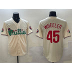 Philadelphia Phillies #45 Zack Wheeler Cream Puhics Phanatic Limited Stitched Jersey