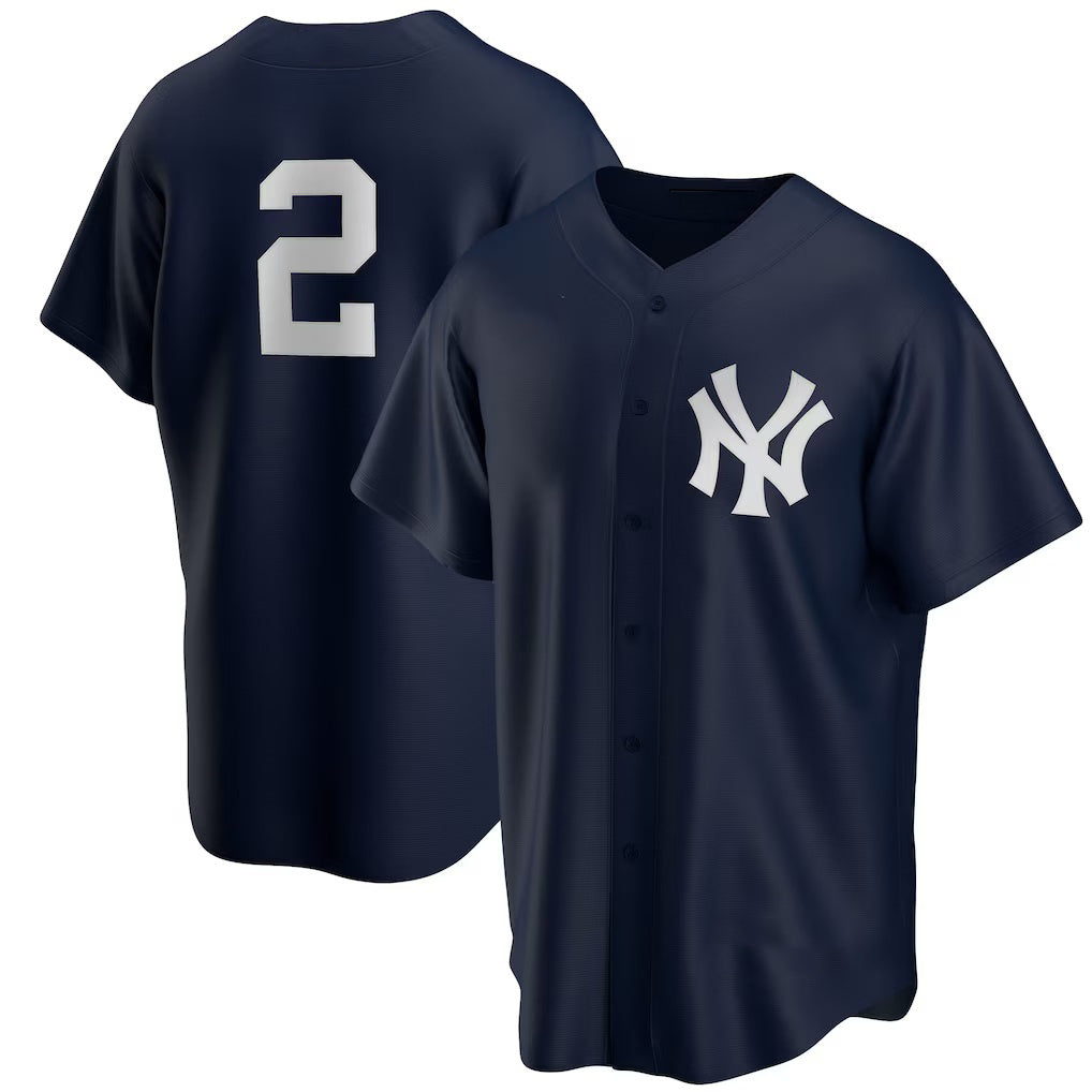 New York Yankees #2 Derek Jeter Navy Puhics Alternate Replica Player Jersey