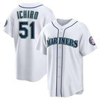 Seattle Mariners #51 Ichiro Suzuki White Puhics Cool Base Stitched Jersey