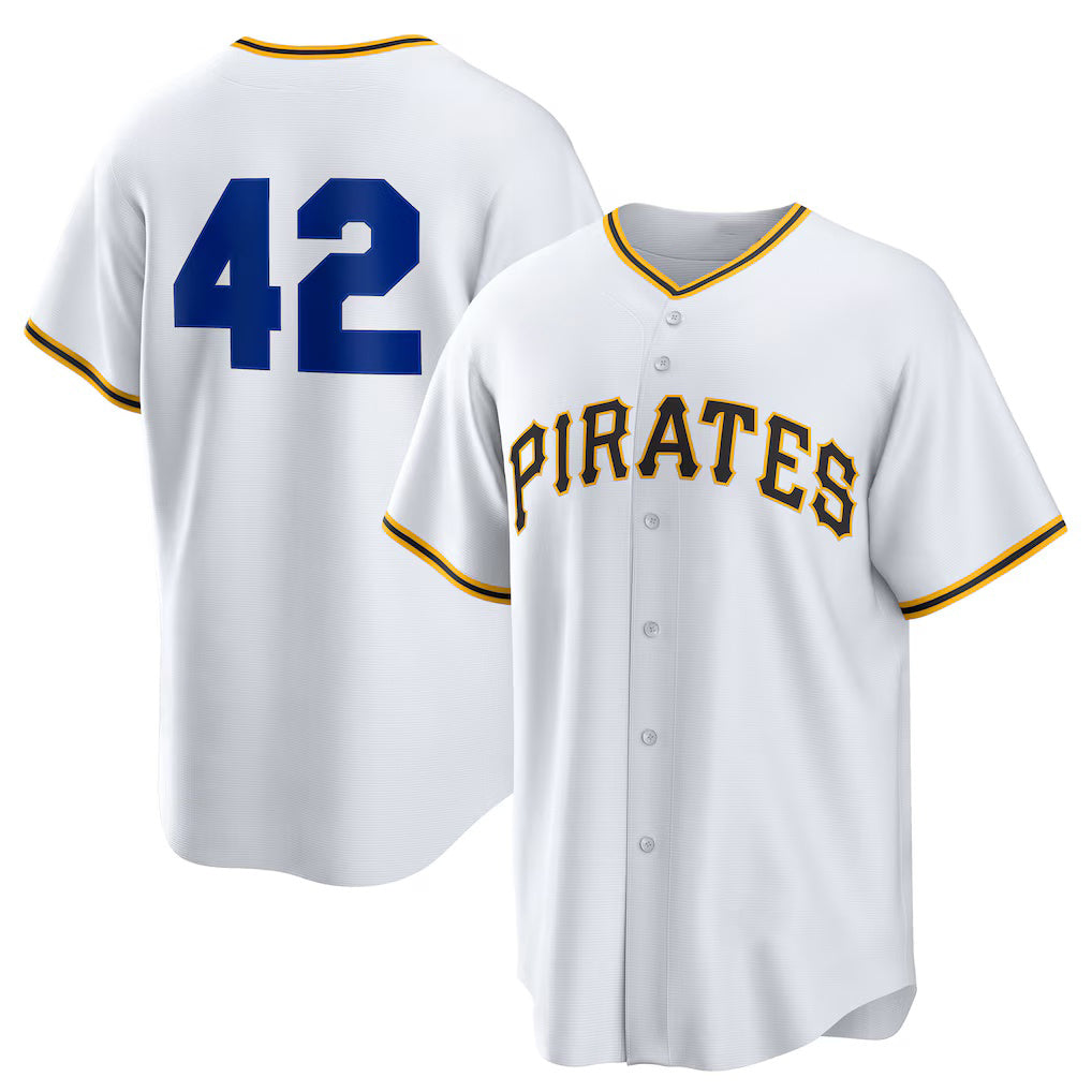 Pittsburgh Pirates #42 Jackie Robinson White Puhics Home 2025 Day Replica Jersey