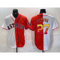Houston Astros #27 Jose Altuve White Orange Puhics Split Stitched Jersey