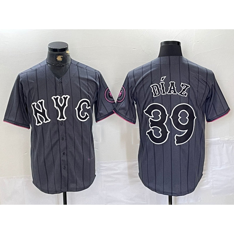 New York Mets #39 Edwin Diaz Gray Puhics 2024 City Connect Cool Base Jersey 2