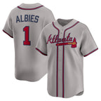 Atlanta Braves #1 Ozzie Albies Gray Puhics Road Limited Player Jersey