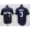 New York Yankees #3 Babe Ruth Black Puhics Limited Stitched Jersey