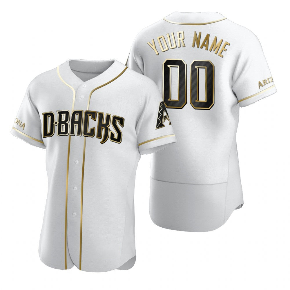Custom Arizona Diamondbacks White Puhics Stitched Flex Base Golden Edition Jersey