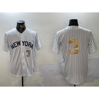New York Yankees #3 Babe Ruth White Puhics Pinstripe Without Name Fashion Cool Base Jerseys