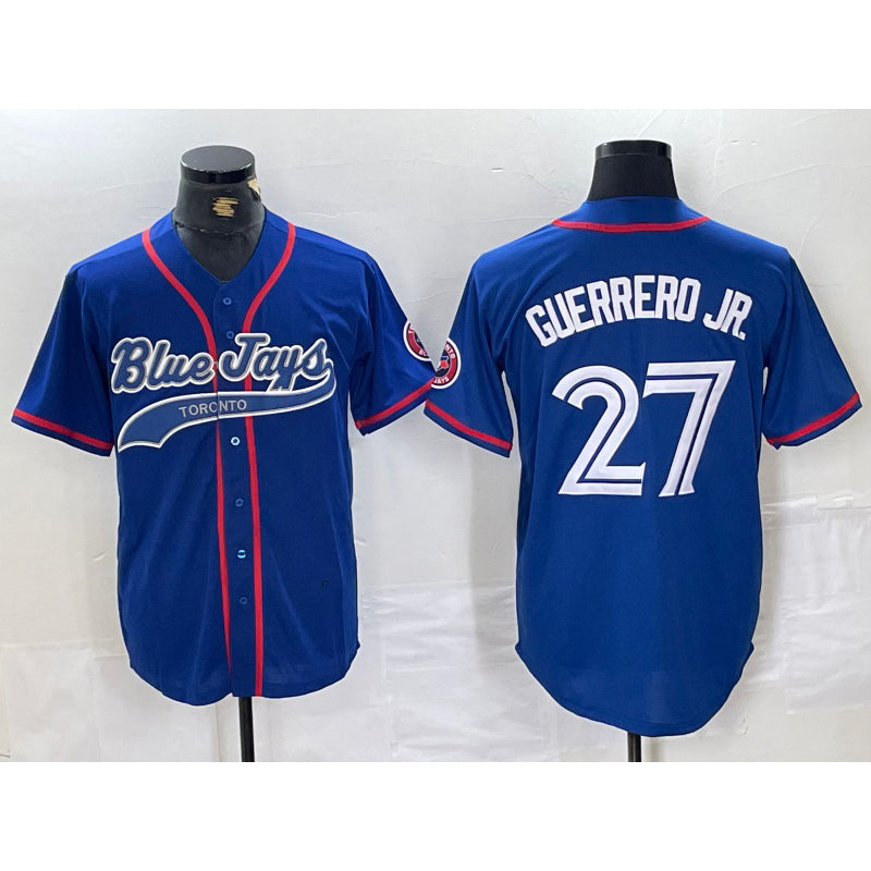 Toronto Blue Jays #27 Vladimir Guerrero Jr Blue Puhics Cool Base Stitched Jersey 2