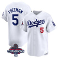 Los Angeles Dodgers #5 Freddie Freeman White Puhics 2024 World Series Champions Home Limited Stitched Jersey