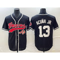 Atlanta Braves #13 Ronald Acuna Jr Black Puhics Cool Base Stitched Jersey