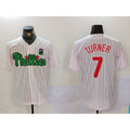 Philadelphia Phillies #7 Trea Turner White Green Puhics Cool Base Stitched Jersey 2