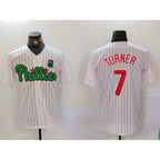 Philadelphia Phillies #7 Trea Turner White Green Puhics Cool Base Stitched Jersey 2