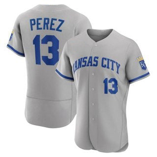 Kansas City Royals #13 Salvador Perez Grey Puhics Flex Base Stitched Jersey