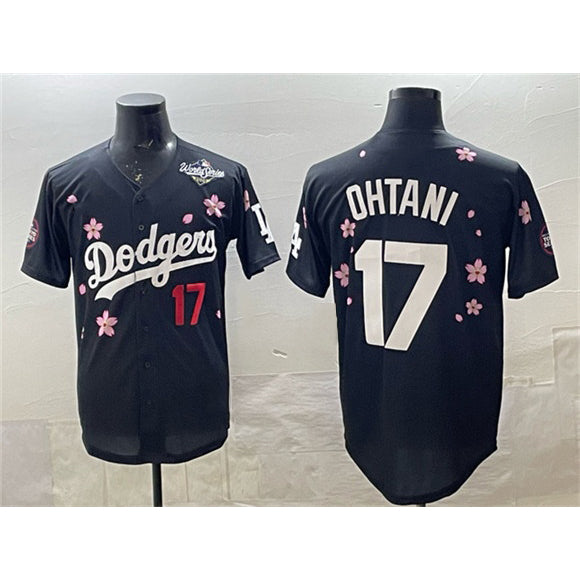 Los Angeles Dodgers #17 Shohei Ohtani Black Puhics 2025 World Series Patch Tokyo Series Limited Stitched Jersey