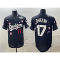 Los Angeles Dodgers #17 Shohei Ohtani Black Puhics 2025 World Series Patch Tokyo Series Limited Stitched Jersey