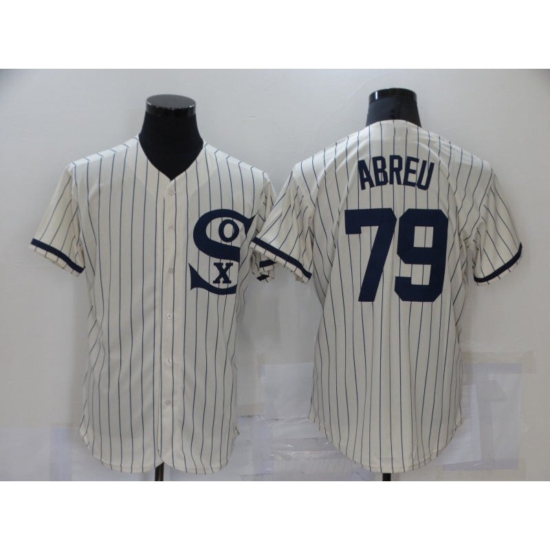 Chicago White Sox #79 Jose Abreu 2021 Cream Navy Puhics Field of Dreams Name Flex Base Stitched Jersey