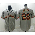 San Francisco Giants #28 Buster Posey Grey Puhics Stitched Cool Base Jersey