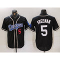 Los Angeles Dodgers #5 Freddie Freeman Number Black Puhics Cool Base With Patch Stitched Jersey 2