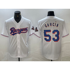 Texas Rangers #53 Adolis Garcia White Puhics 2023 World Series Champions Cool Base Jersey