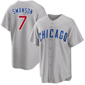 Chicago Cubs #7 Dansby Swanson Gray Puhics Cool Base Stitched Jersey