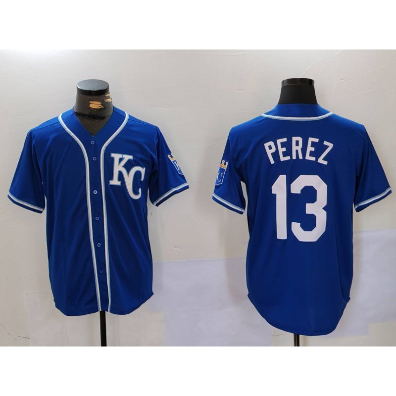 Kansas City Royals #13 Salvador Perez Blue Puhics KC Cool Base Stitched Jersey