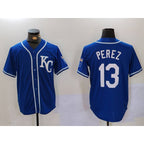Kansas City Royals #13 Salvador Perez Blue Puhics KC Cool Base Stitched Jersey