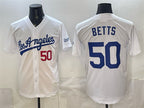 Los Angeles Dodgers #50 Mookie Betts White Puhics Alternate Stadium Stitched Jersey