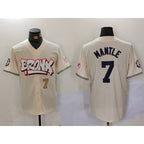 New York Yankees #7 Mickey Mantle Cream Puhics Limited Stitched Jerseys