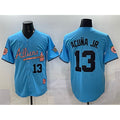 Atlanta Braves #13 Ronald Acuna Jr. Blue Puhics 2024 Atliens & Peach With Outkast Patch Vapor Limited Stitched Jersey