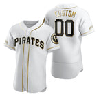 Custom Pittsburgh Pirates White Puhics Stitched Flex Base Golden Edition Jersey