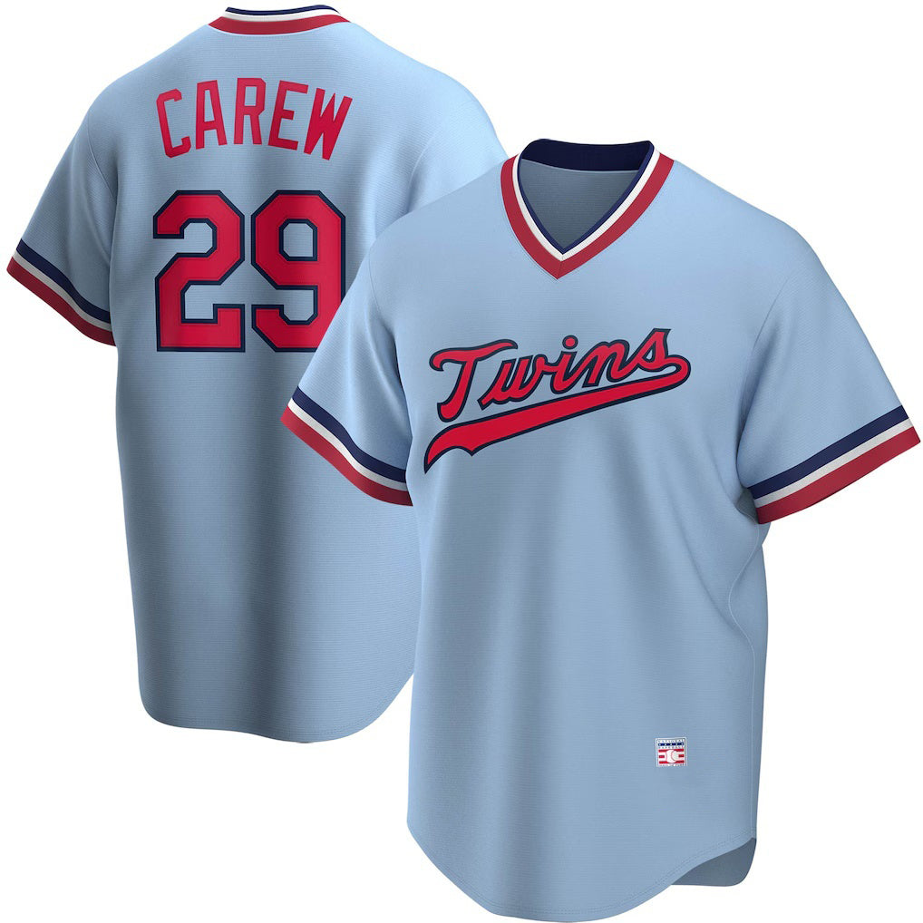 Minnesota Twins #29 Rod Carew Light Blue Puhics Road Cooperstown Collection Player Jersey