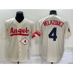 Los Angeles Angels #4 Andrew Velazquez Number Cream Puhics 2022 City Connect Cool Base Stitched Jersey