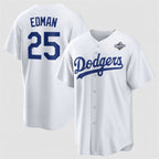 Los Angeles Dodgers #25 Tommy Edman White Puhics 2025 World Series Home Cool Base Stitched Jersey