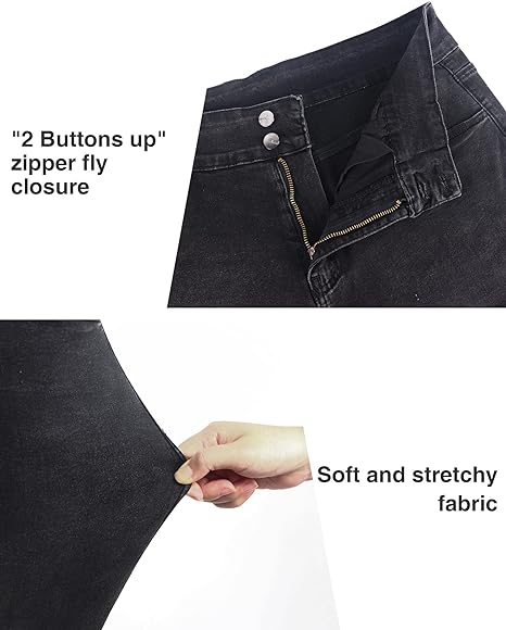Womens Plus Size Skinny Jeans Stretchy High Waisted Classic Ankle Jean